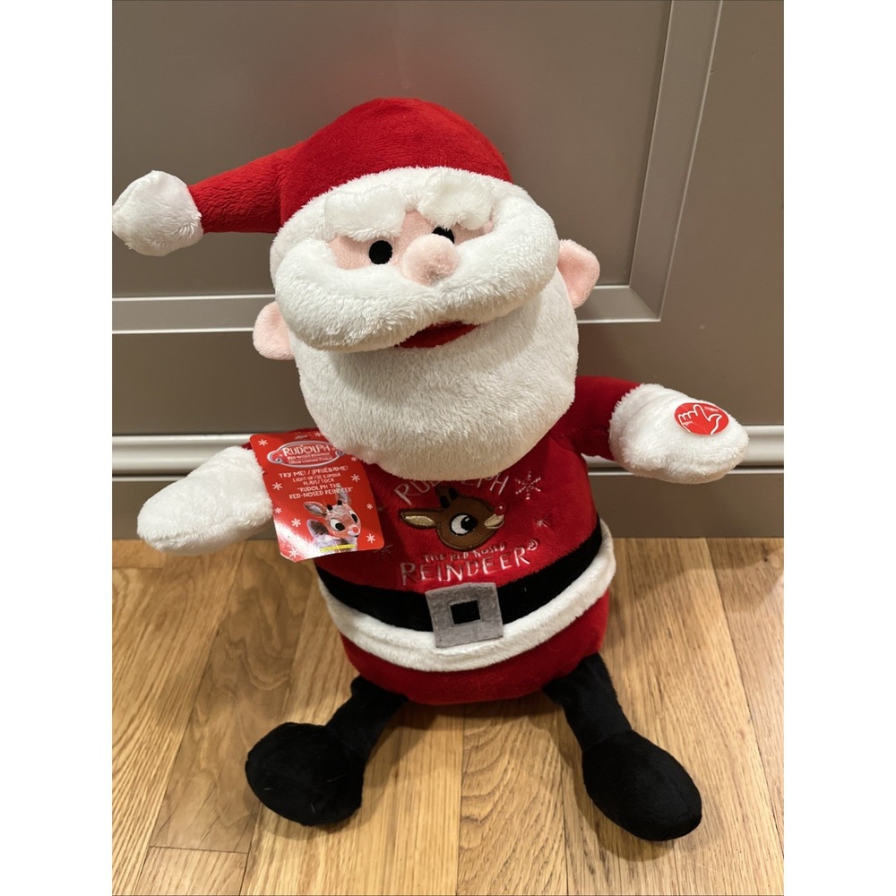 DAN DEE Light-Up Singing 11" Santa Claus Plush "Rudolph‎ Red Nose Reindeer"